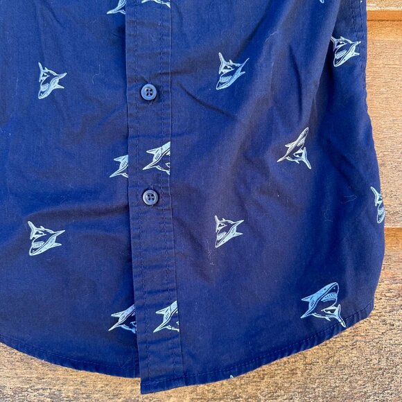 Faded Glory Boys Shark Print Button-Down Short Sleeve Shirt Size M (8) Cotton & - Picture 6 of 10